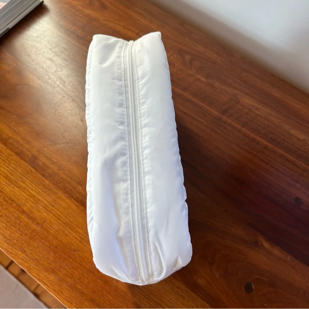 White Puffer Quilted Cosmetic Bag
